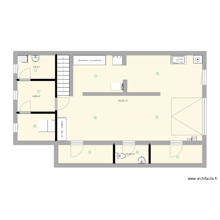 maison alexis garage . Plan de 4 pièces et 75 m2