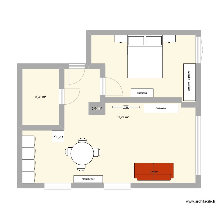 Appartement RMB. Plan de 3 pièces et 57 m2