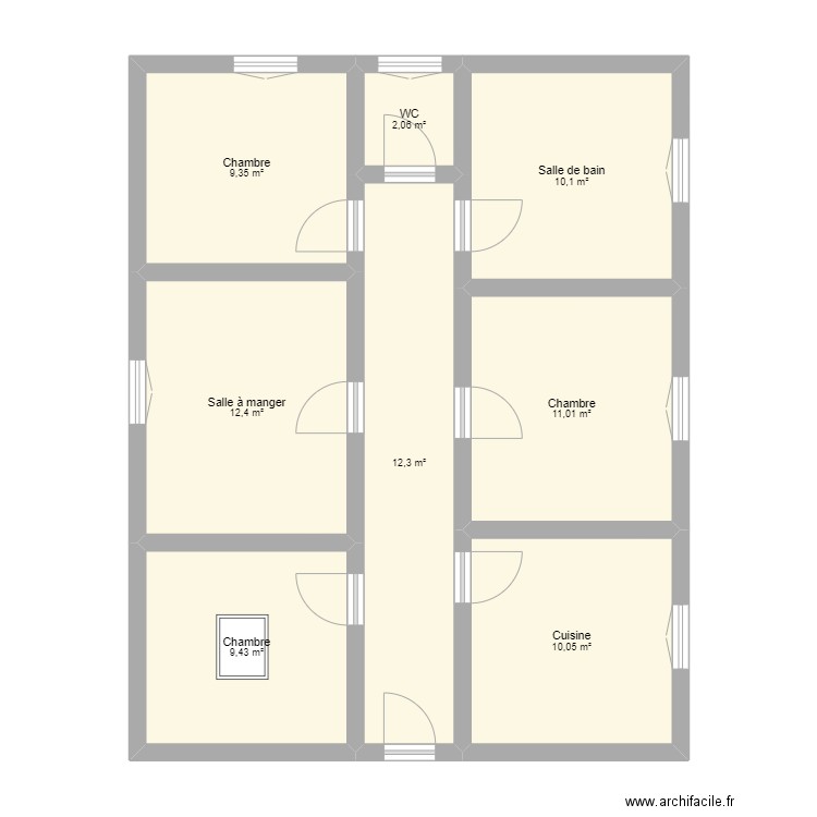 appartement la vierge. Plan de 8 pièces et 77 m2