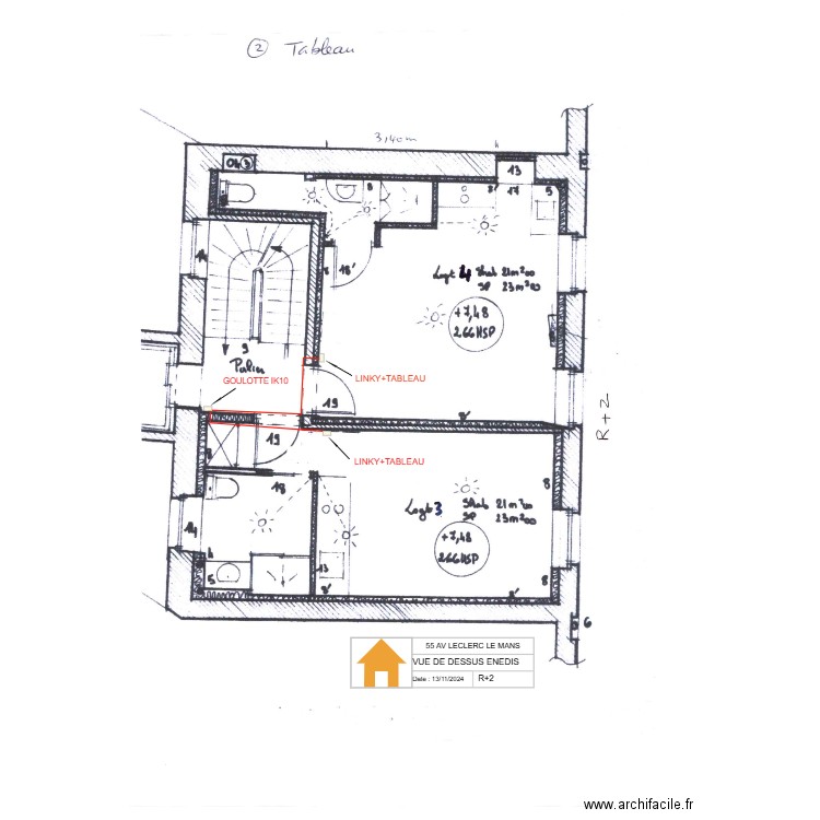 VUE DESSUS R+2. Plan de 0 pièce et 0 m2