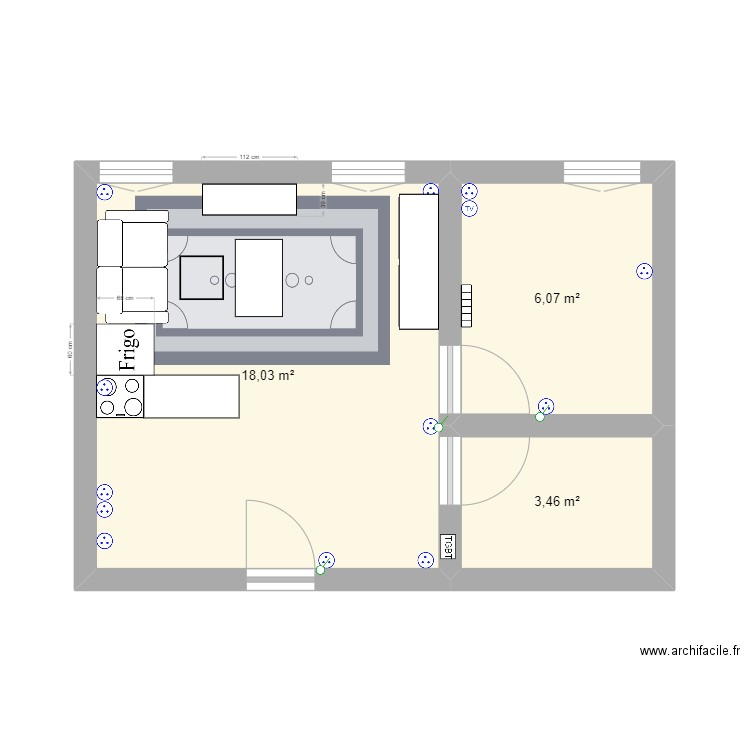 Appartement Gonfaron v1. Plan de 3 pièces et 28 m2