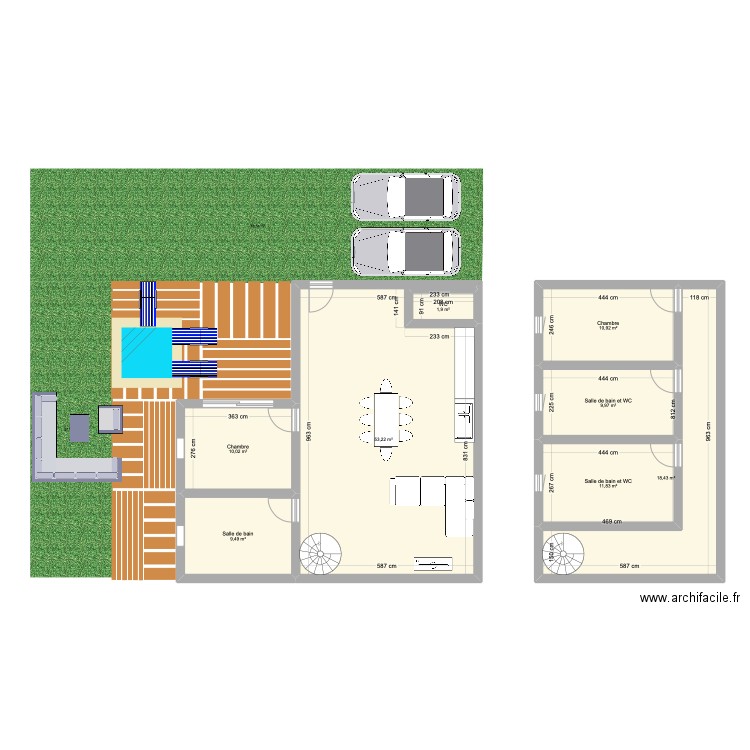 terrain maison . Plan de 8 pièces et 126 m2