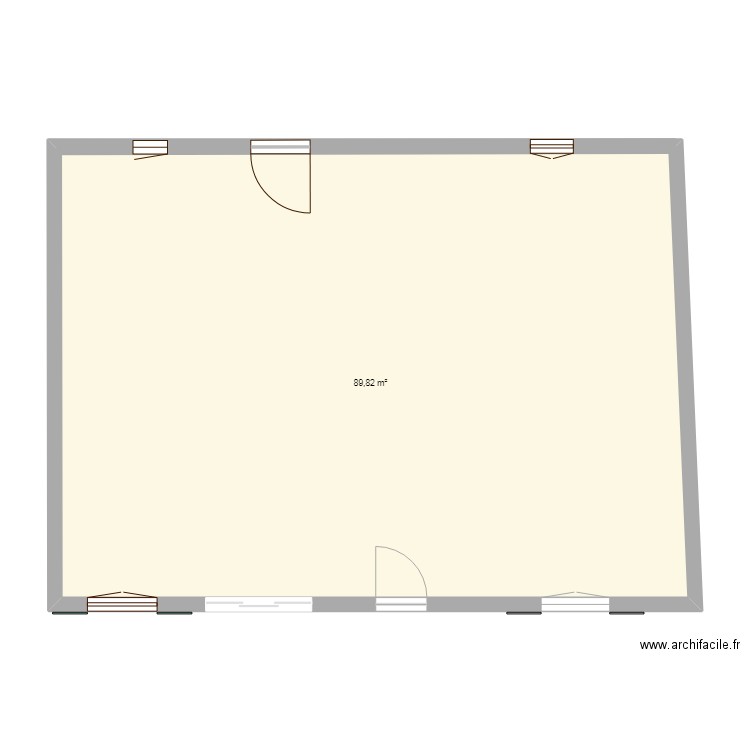 facades. Plan de 1 pièce et 90 m2