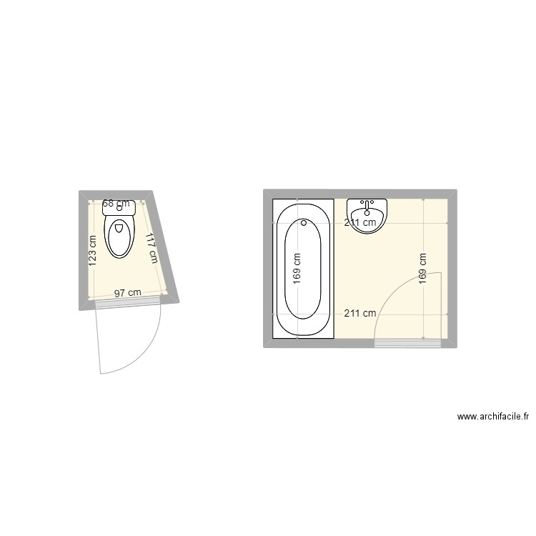 Etat-Actuel_Cottereau. Plan de 2 pièces et 5 m2