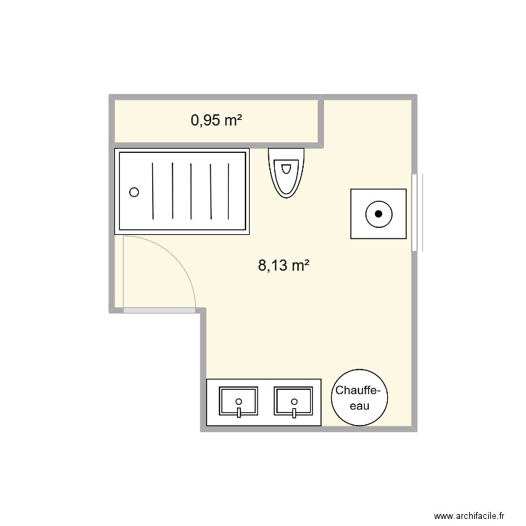 SDBphil. Plan de 2 pièces et 9 m2