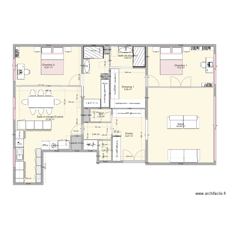 Froger 2. Plan de 14 pièces et 108 m2