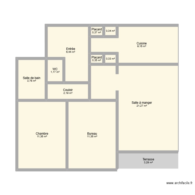 appart reel. Plan de 13 pièces et 71 m2