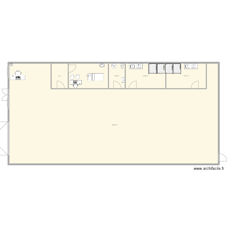 salle ndo. Plan de 6 pièces et 298 m2