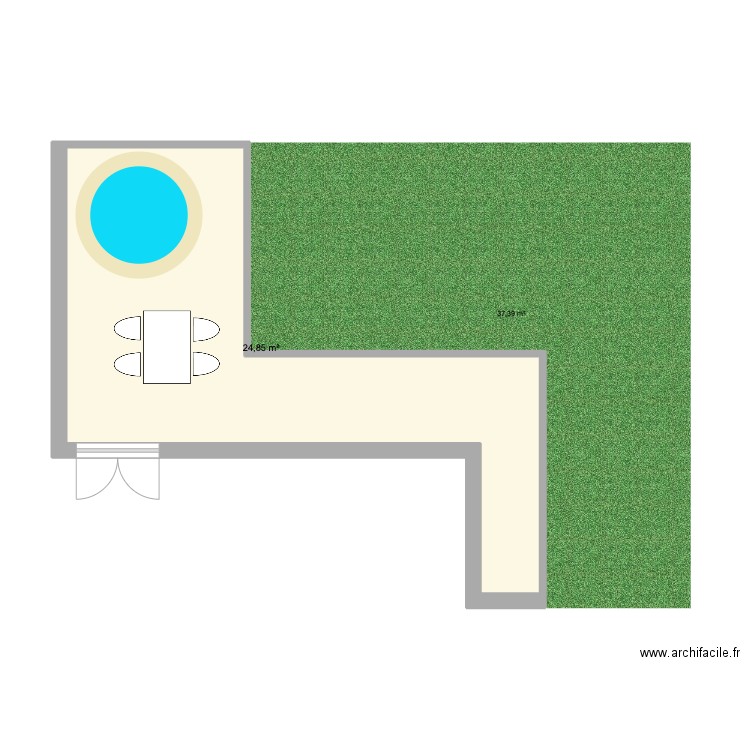 terasse small. Plan de 1 pièce et 25 m2