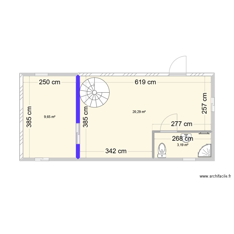  maison. Plan de 3 pièces et 33 m2