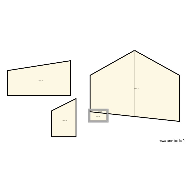 Taille facade. Plan de 5 pièces et 133 m2