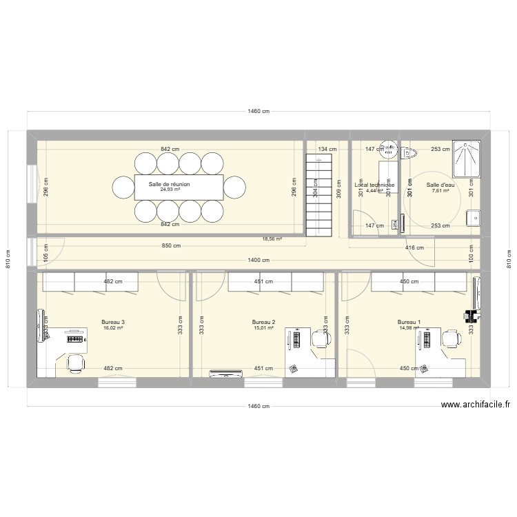 Bureaux St Victor. Plan de 13 pièces et 223 m2