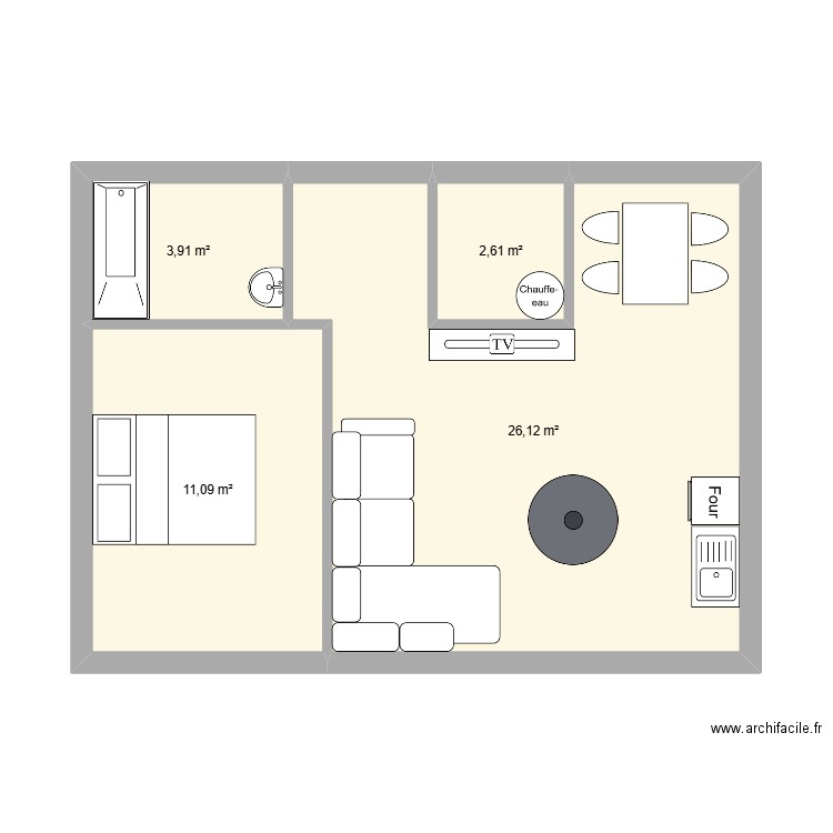 oherville 2. Plan de 4 pièces et 44 m2