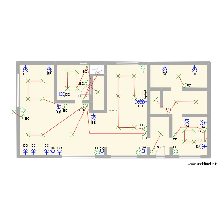 REZ. Plan de 2 pièces et 129 m2