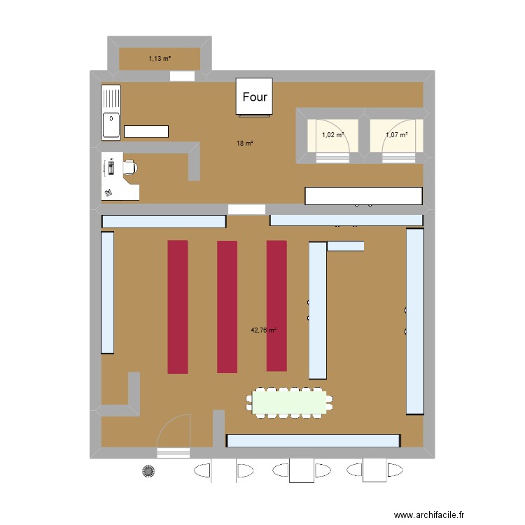 casino. Plan de 5 pièces et 64 m2