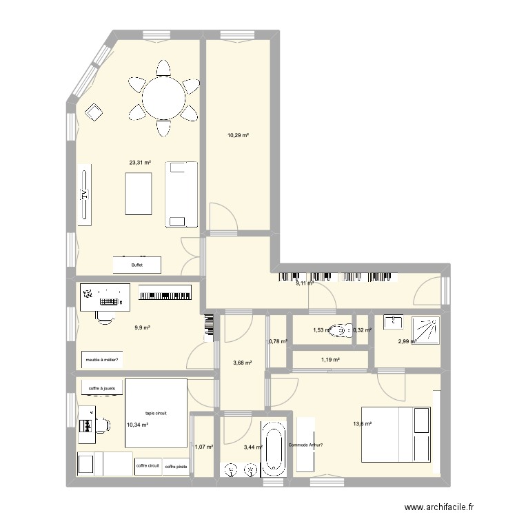 MONTROUGE. Plan de 14 pièces et 92 m2