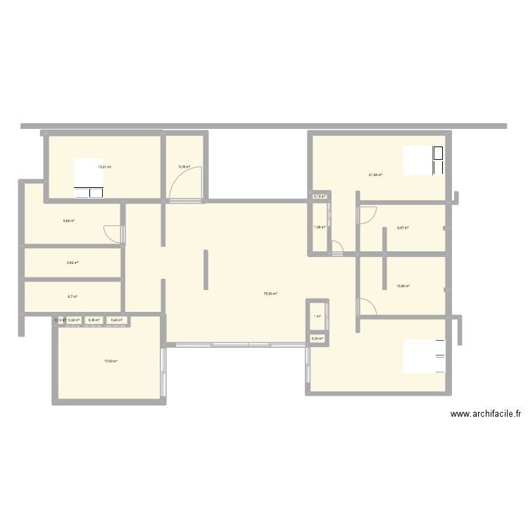 dgv.1. Plan de 18 pièces et 186 m2