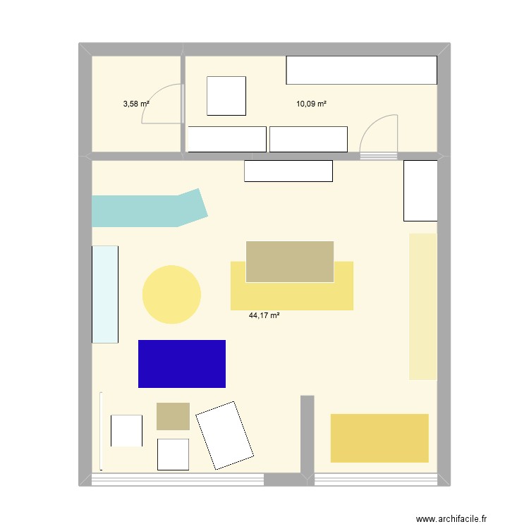 Plan boutique. Plan de 3 pièces et 58 m2