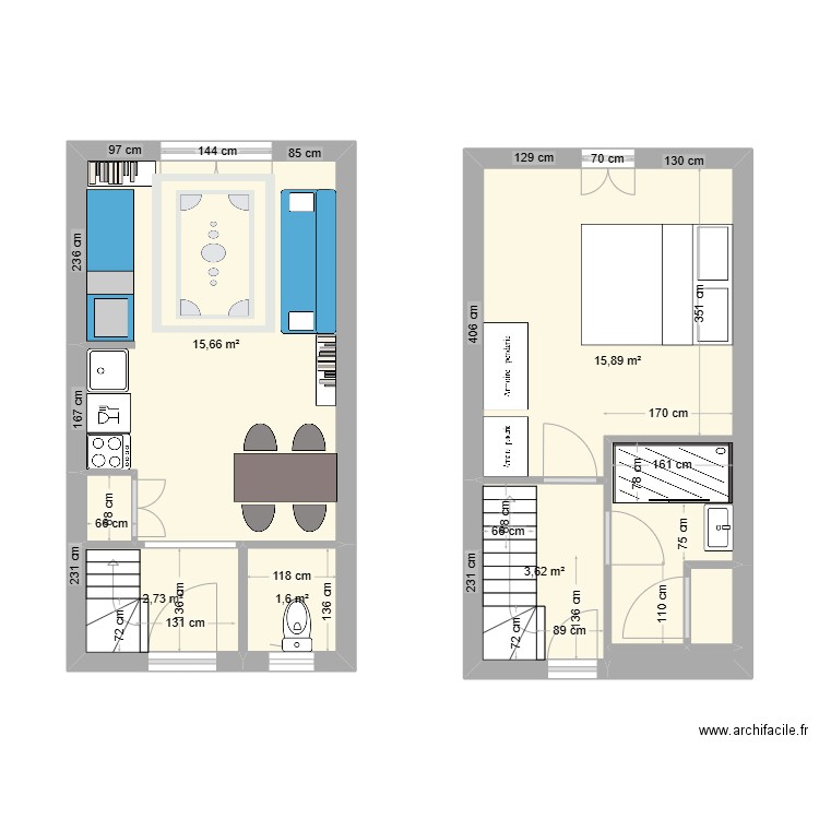 belle ile KRAKOTTE v2. Plan de 8 pièces et 41 m2