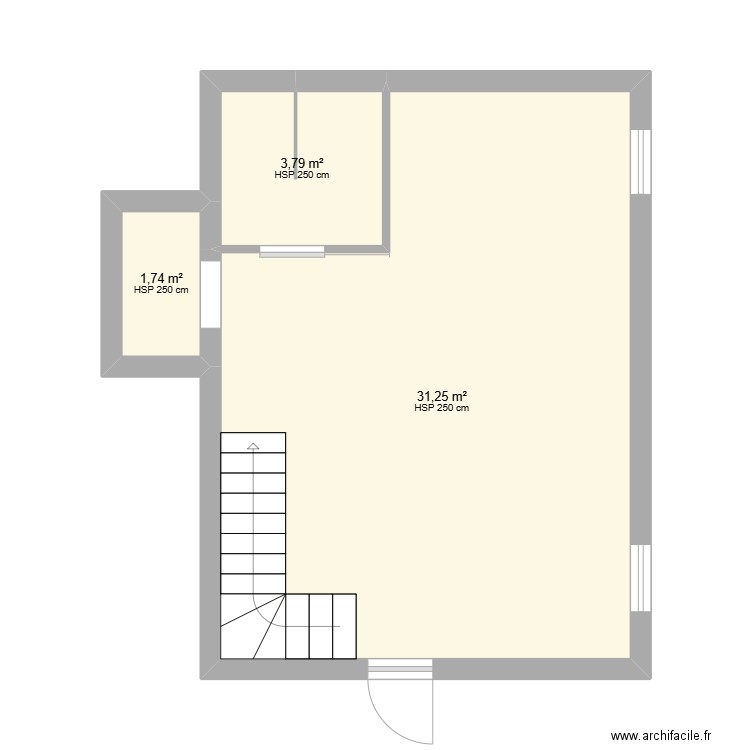 renov 2024-25. Plan de 3 pièces et 37 m2