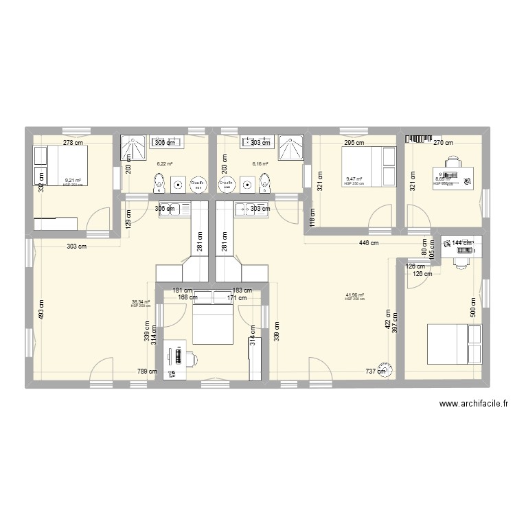 Maison. Plan de 7 pièces et 120 m2