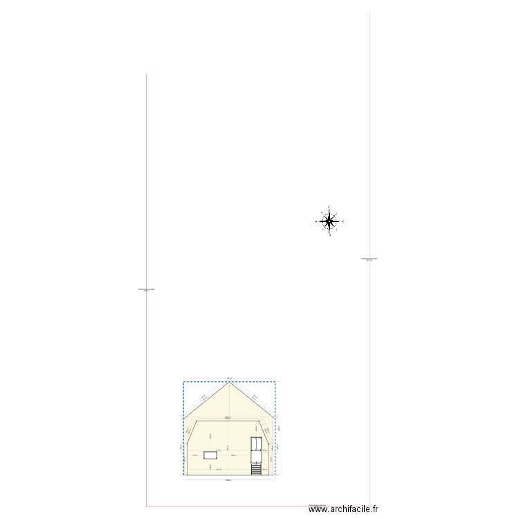 plan de coupe après  travaux coté jardin. Plan de 1 pièce et 4 m2