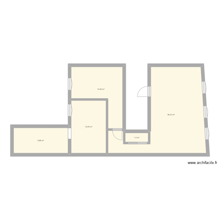 appart 2. Plan de 5 pièces et 75 m2