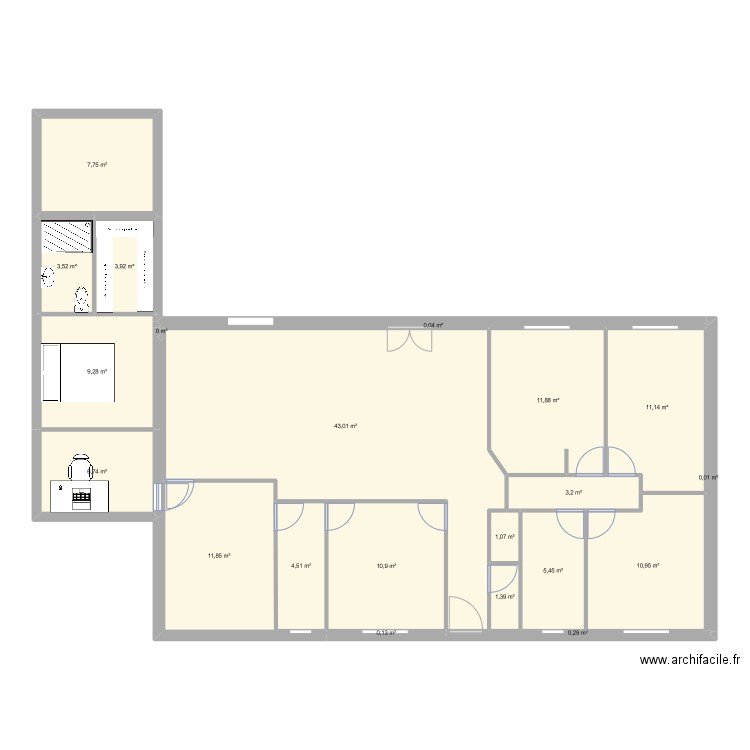 Maison Pessac - Proposition. Plan de 21 pièces et 147 m2