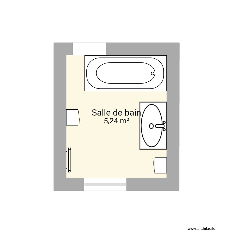 SDB. Plan de 1 pièce et 5 m2