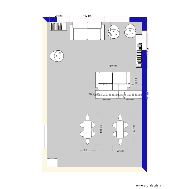 PLan Bibliotheque Ludotheque. Plan de 1 pièce et 37 m2