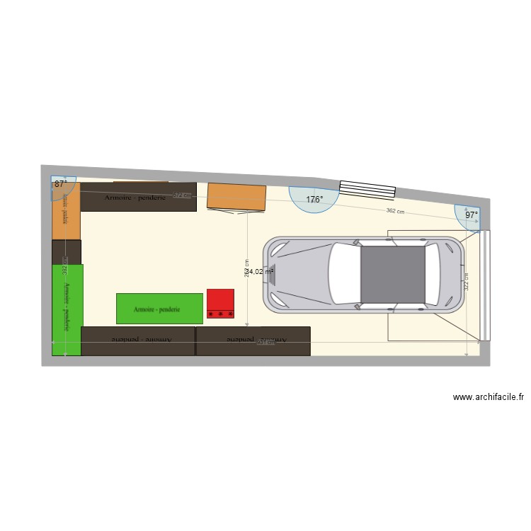 Vaux garagebis. Plan de 1 pièce et 34 m2