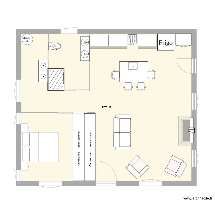 jojo. Plan de 1 pièce et 72 m2