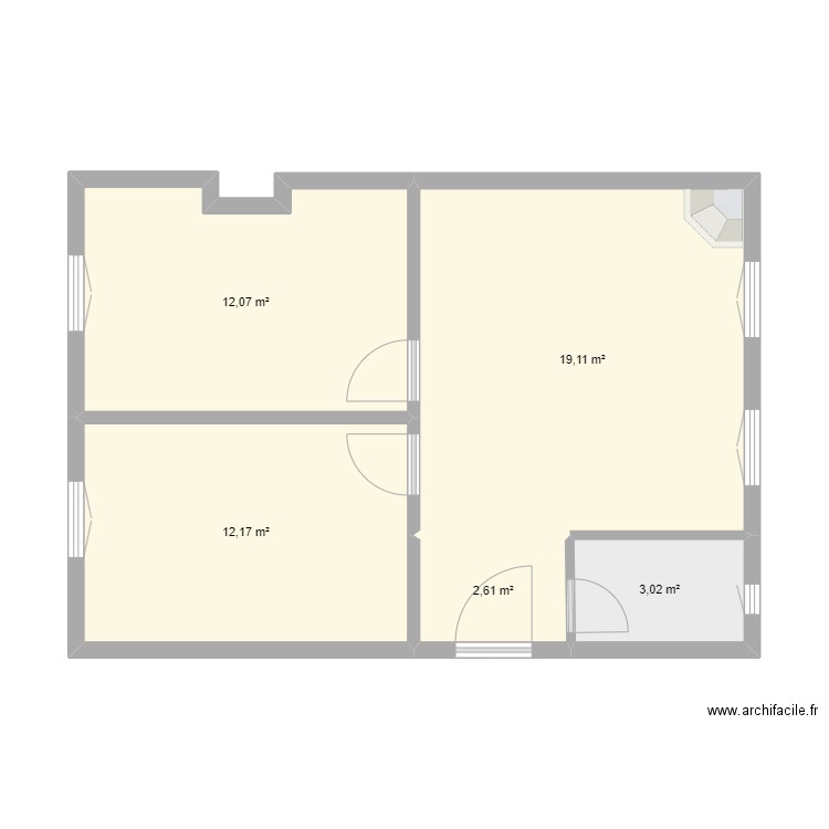 Casina 1. Plan de 5 pièces et 49 m2