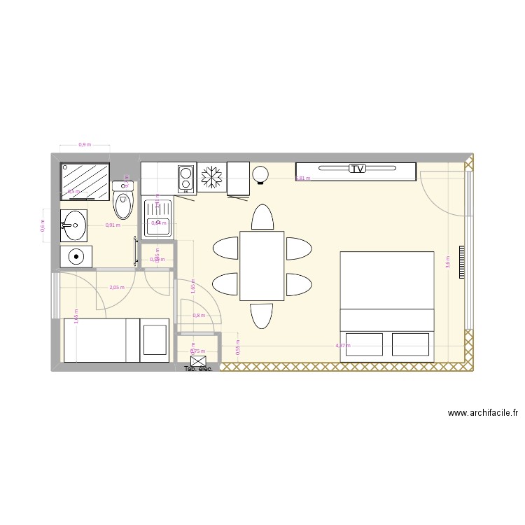 GB 1erD APRES. Plan de 6 pièces et 26 m2