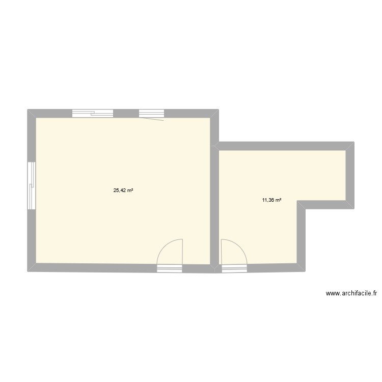 mptp. Plan de 2 pièces et 37 m2