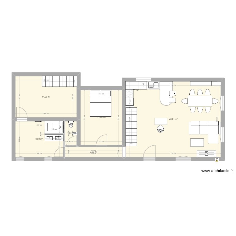 Maison RDC 2. Plan de 6 pièces et 82 m2