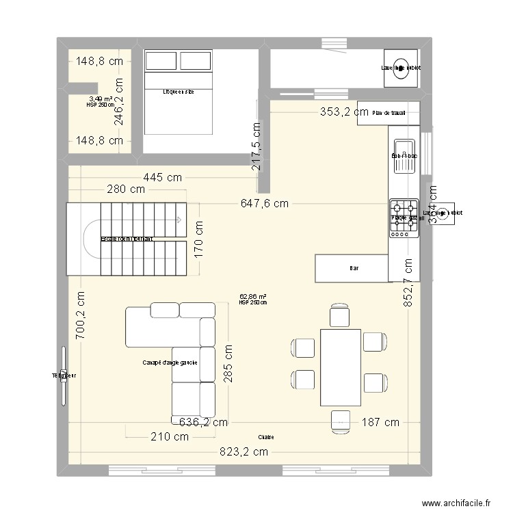 House-Albion. Plan de 2 pièces et 66 m2