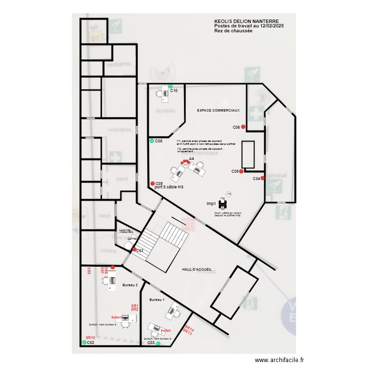 KEOLIS DELION NANTERRE RDC au 12/02/2025. Plan de 19 pièces et 110 m2