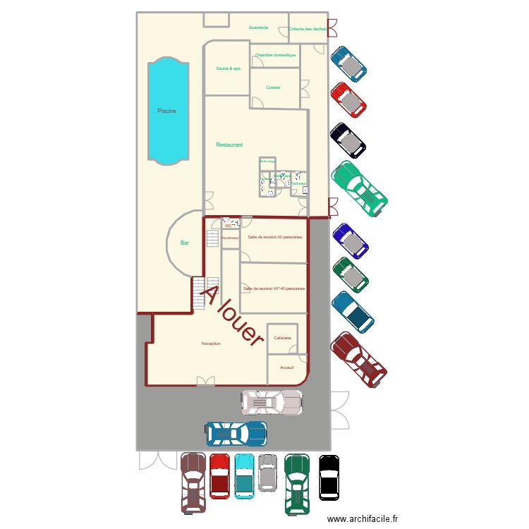 Mirador office rdc. Plan de 22 pièces et 554 m2