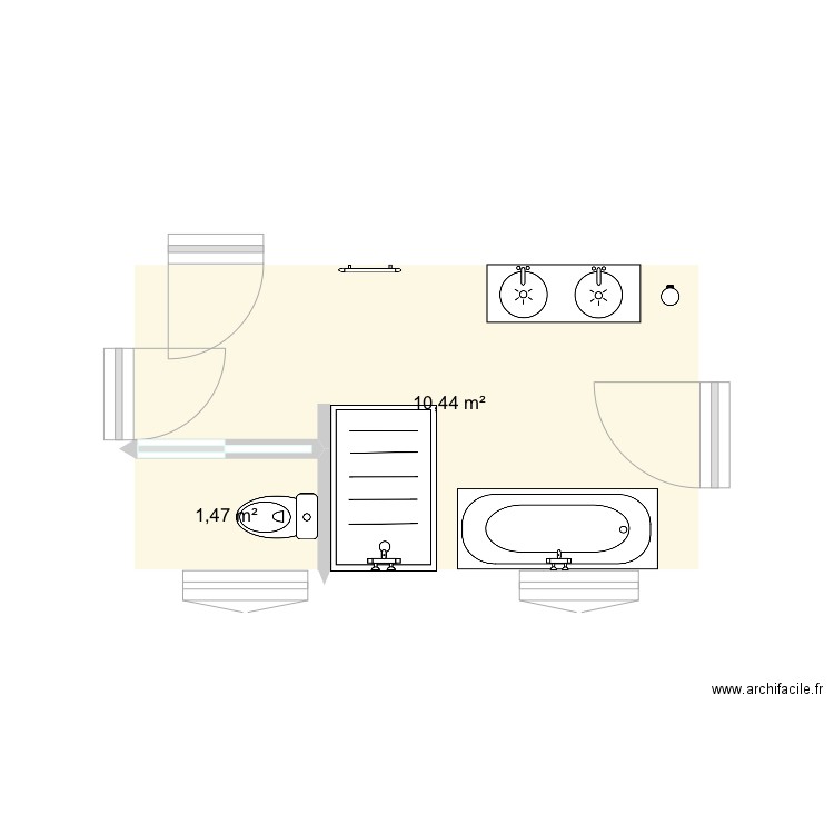 Sdb ok,,?. Plan de 2 pièces et 12 m2