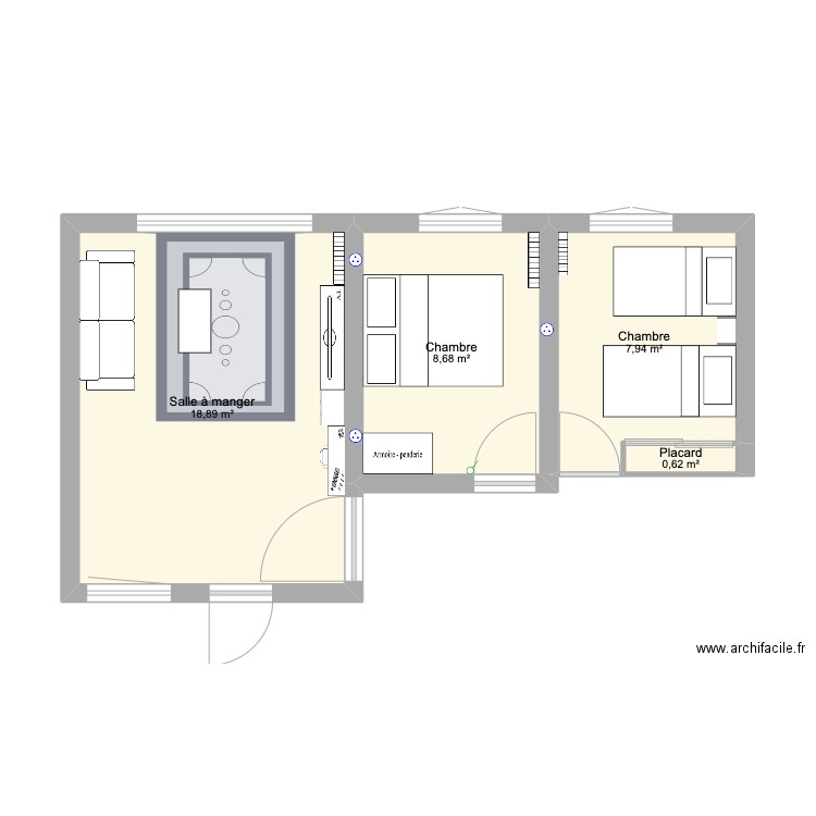 Appart Elancourt. Plan de 4 pièces et 36 m2