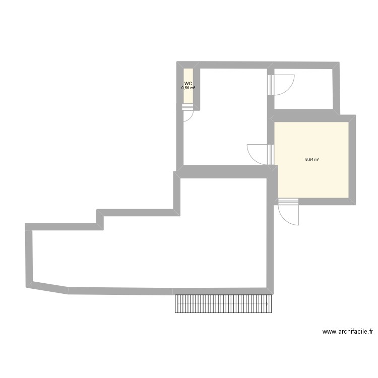 local. Plan de 2 pièces et 9 m2