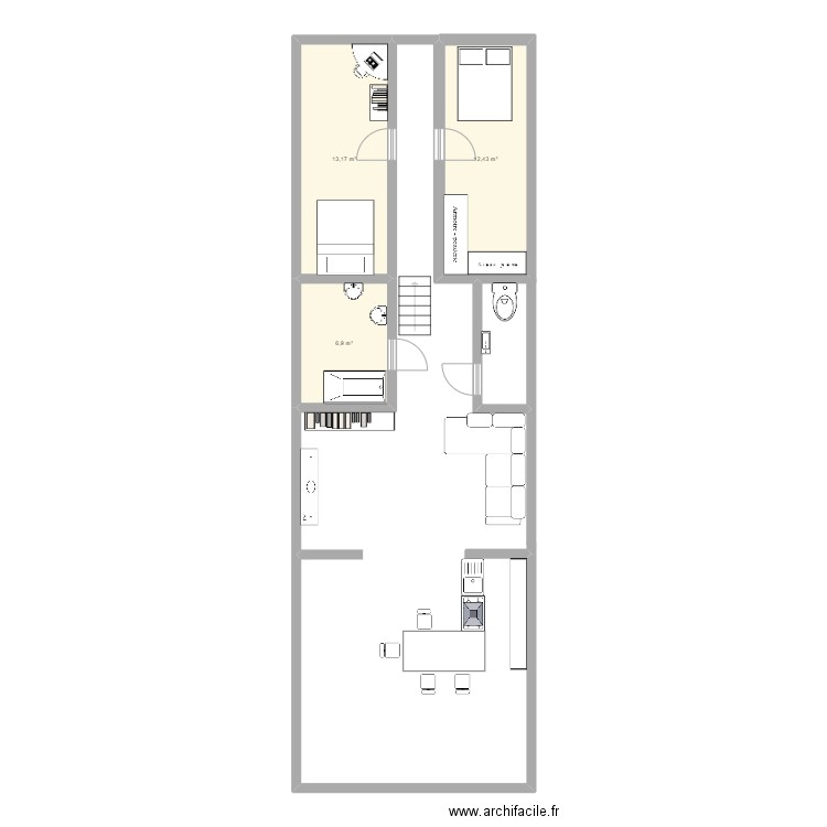 maison onville. Plan de 3 pièces et 33 m2