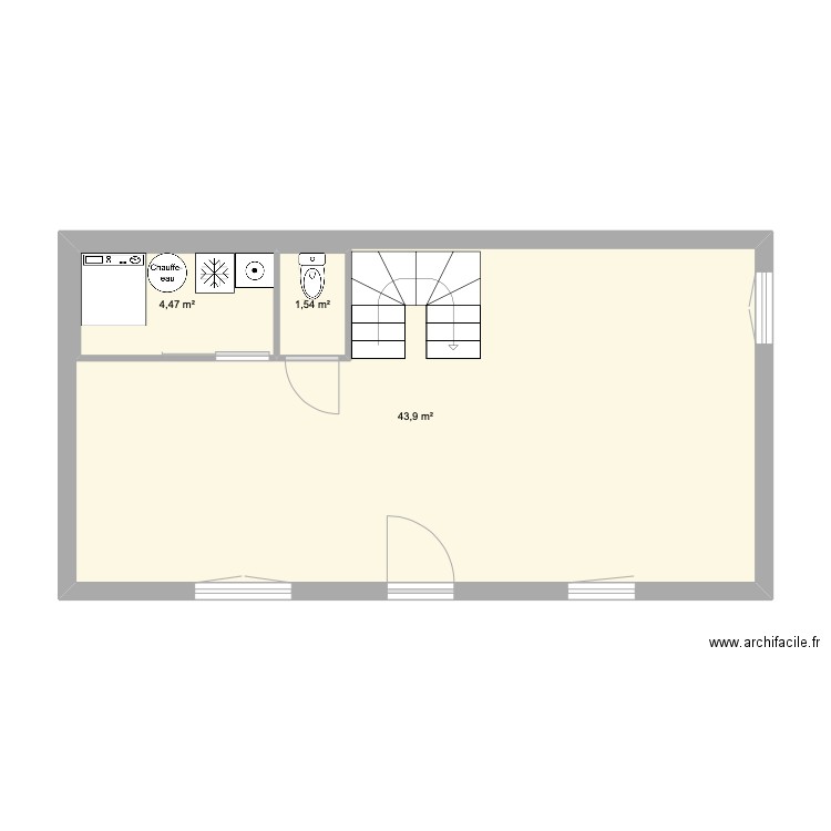 Plan1. Plan de 3 pièces et 57 m2