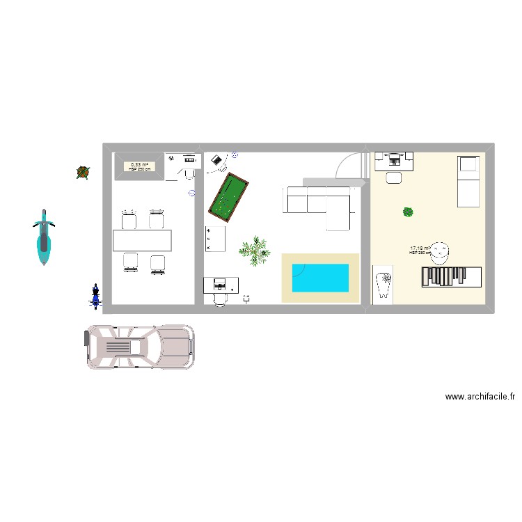 CASA INGENIEROS. Plan de 2 pièces et 18 m2