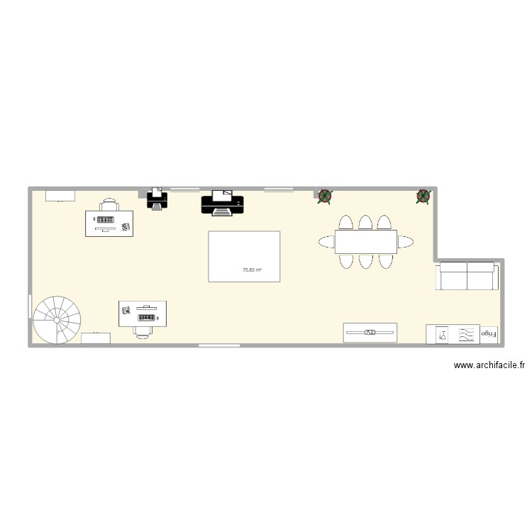 grotte. Plan de 1 pièce et 76 m2