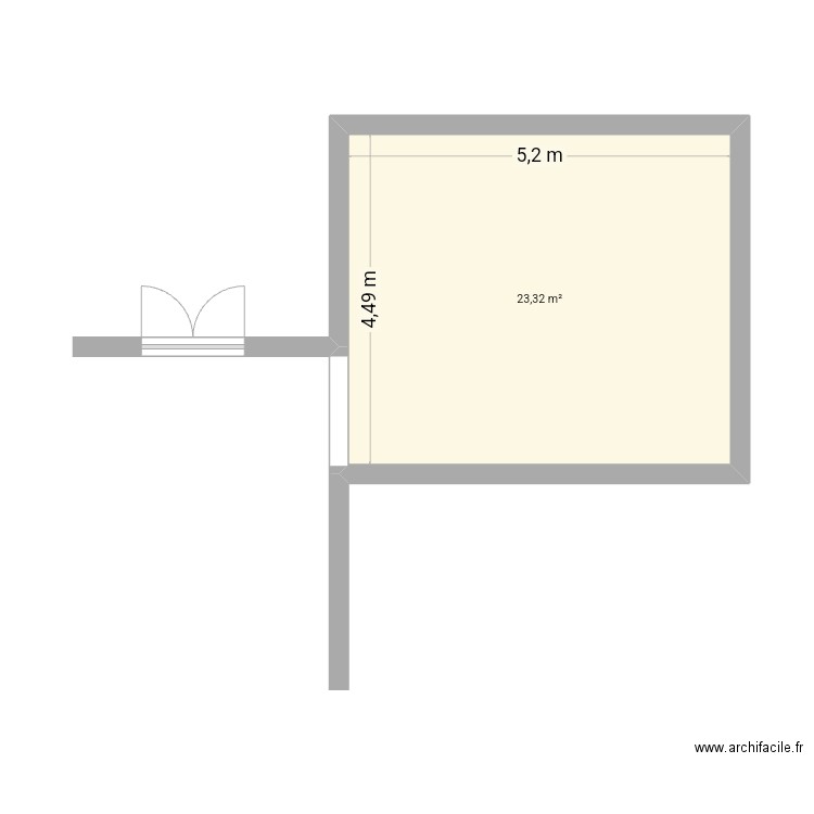 Plan 2. Plan de 1 pièce et 23 m2