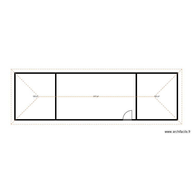 Module 14x 48. Plan de 3 pièces et 59 m2