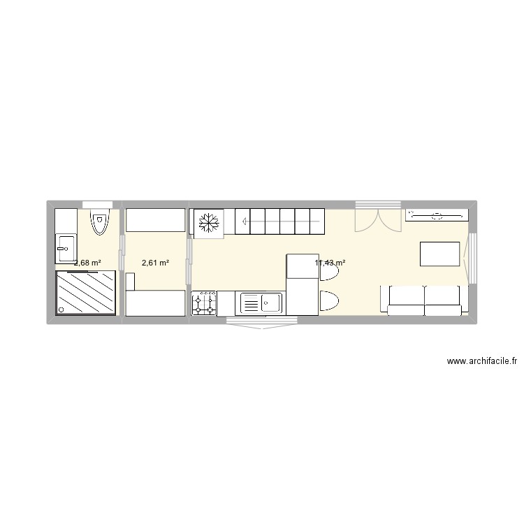 Tiny Camille et Kevin 10. Plan de 3 pièces et 17 m2