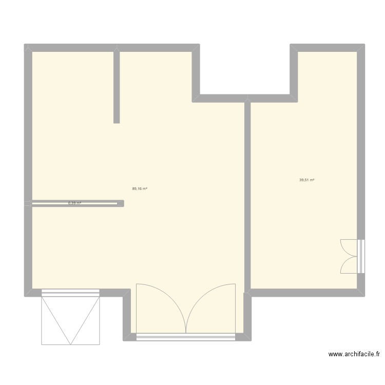 plan coupe. Plan de 3 pièces et 129 m2